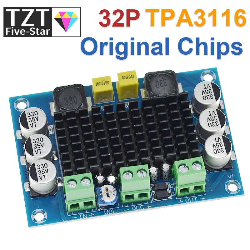 TZT TPA3116 D2 TPA3116DA DC 12V 24V 100W Mono Channel Digital Power Audio Amplifier Board TPA3116D2 Large Capacity Board