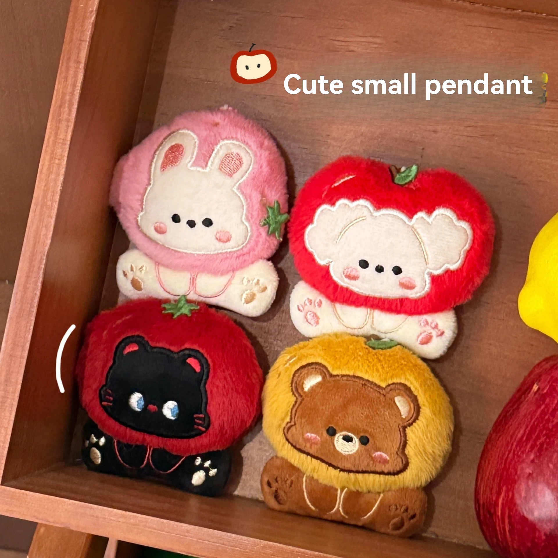1/4 Pcs Cute Plush Cartoon Fruit Animal Pendant Backpack Keychain Versatile Pendant