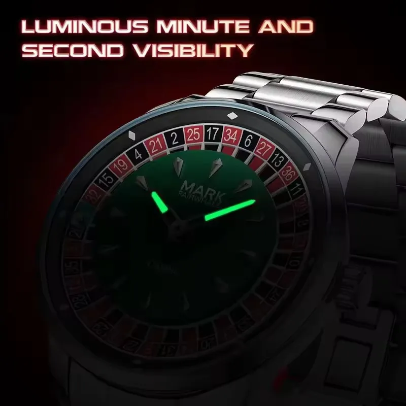 Mark Fairwhale 5031 Fashion Men Quartz Watch Creative Rotating Dial Luminous Waterproof Steel Strap Casual Wrist Watches for Man image 6
