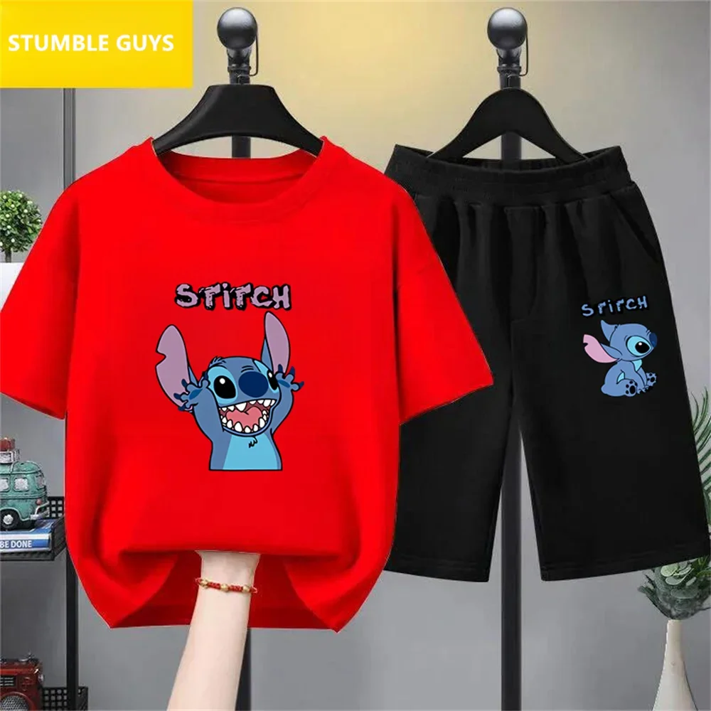 Cute Stitch T-shirts 3-14TChild Girls T Shirt Kids Girl Clothes Tops Boy Short Sleeve Tees Children's Clothing Summer Trucksuit