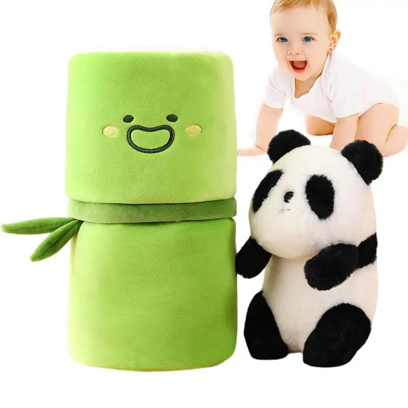 Bamboo Panda Transformed Into Plush Toy Soft And Comfortable Stuffed Animal Plushie Huggable Pillow Doll Toy For Kids Adults