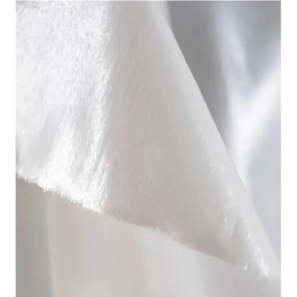 

White Glossy Silk Fabric By The Yard Smooth Fine Grain Design Wholesale Cloth Apparel Sewing Per Meters Diy Material