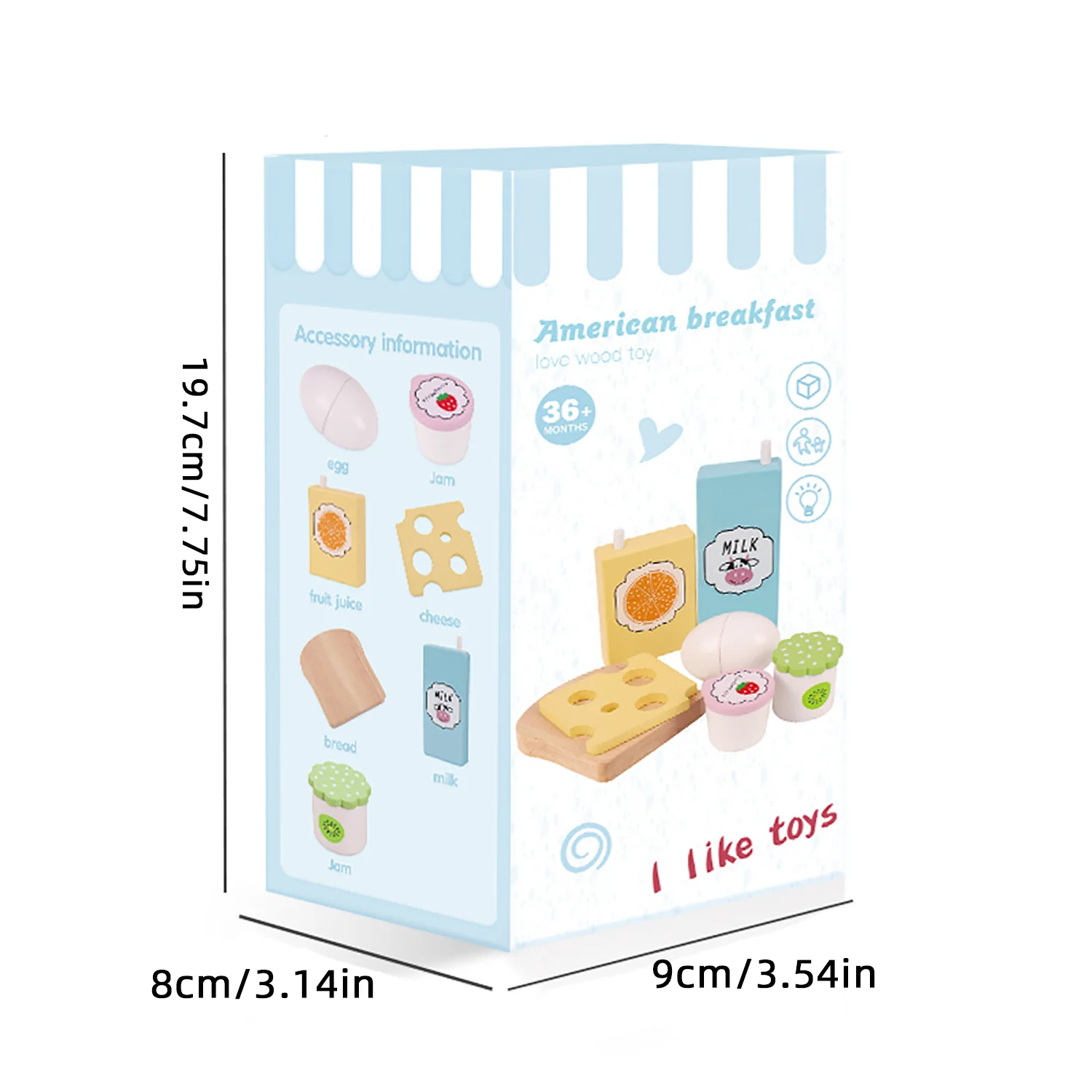 Simulazione in legno di un giocattolo da cucina per colazione americana, un giocattolo da cucina di simulazione di ruolo