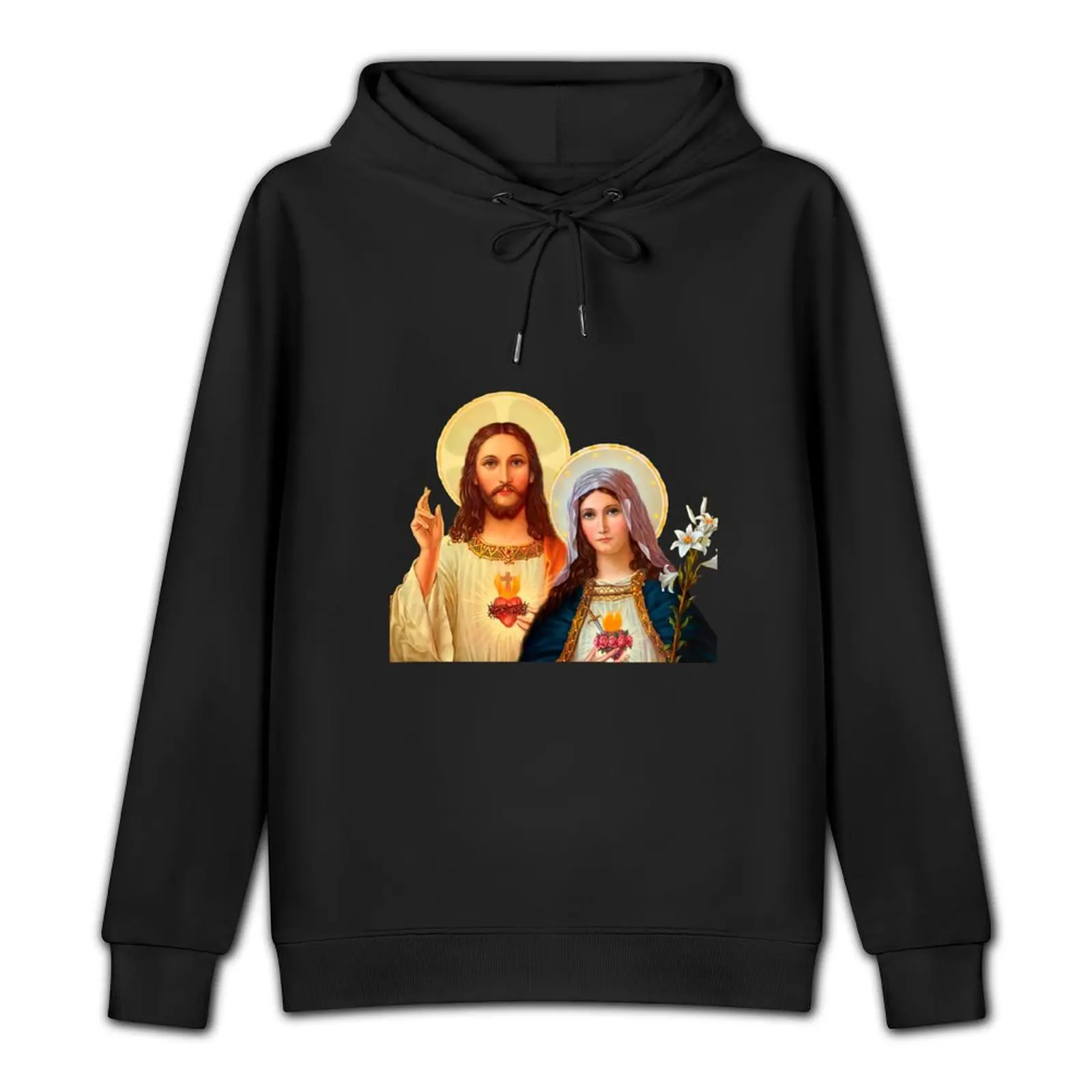 Twin Hearts - II (Jesus and Mary) transparent background Pullover Hoodie aesthetic clothing male clothes men's hoodie sweatshirt