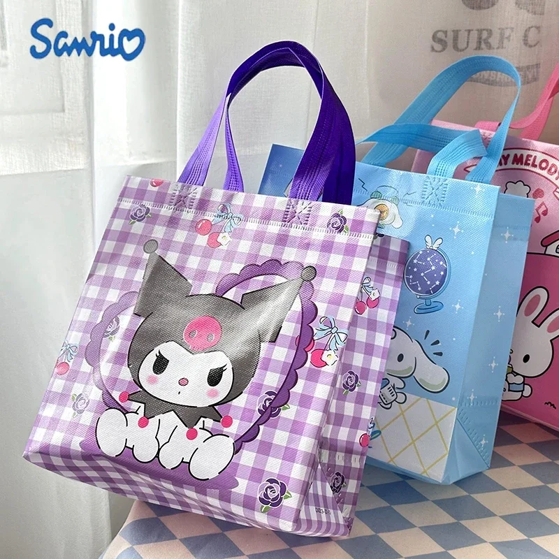 Sanrio Kuromi My Melodys Kawaii on Woven Shopping Bag Reusable Handheld Portable Children's Gift Bag