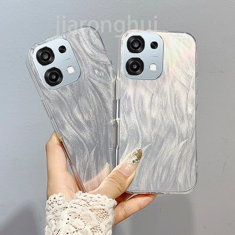 Für Oppo A6 Pro Handyhülle OPPO A6 Pro 4G Hülle Oppo F31 5G Sturzsichere Luxus Laser Silber Farbverlauf Hartschale