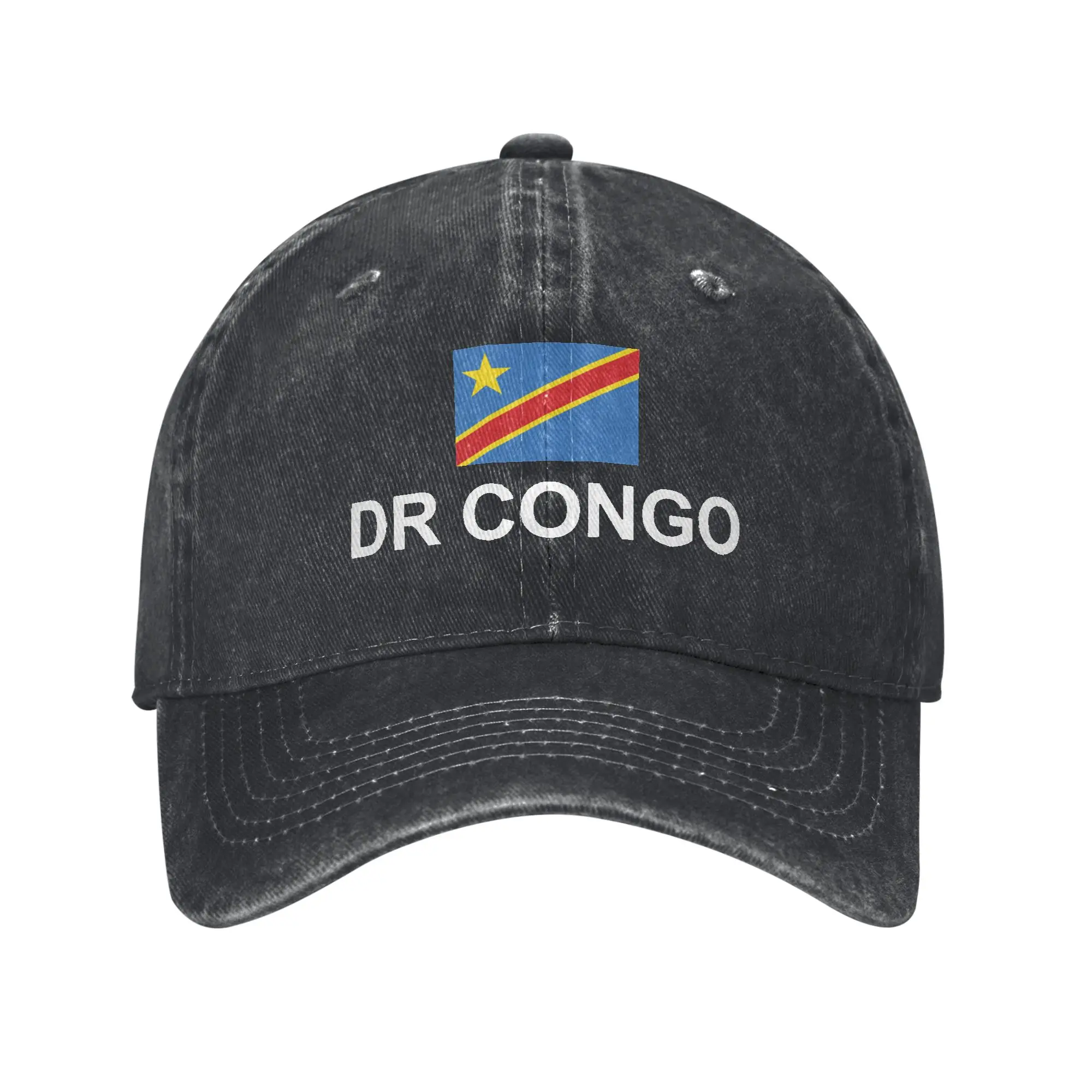 2026 Dr Congo Flag Republic Of Congo Adult Retro Denim Washed Baseball Caps Male  Cowboy Sunscreen Hat Rock Mens Snapback Cap
