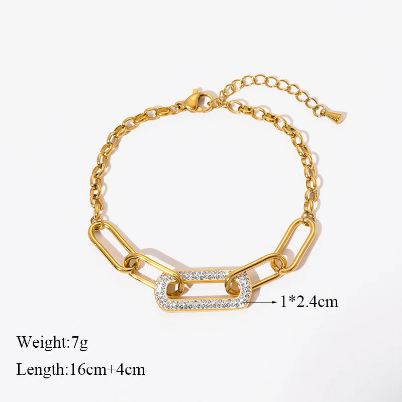 BCEFACL 316L Stainless Steel White Rhinestone Bracelet For Women Girl Fashion Waterproof Wrist Chain Jewelry Holiday Gift bijoux