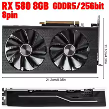 Cartão Gráfico Rx580 8Gb, Duas Fãs, Gaming, Pc Hardware