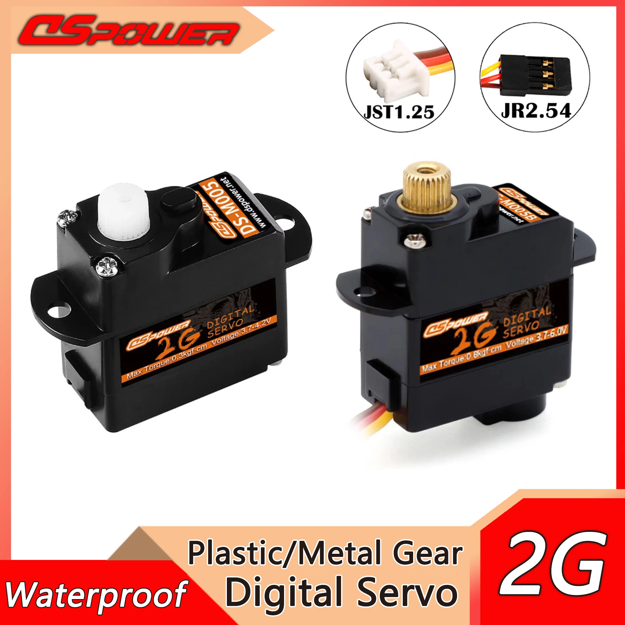 

DSPOWER 2G Micro Waterproof Plastic/Metal Gear Digital Servo for Mini RC Drift Car Airplane Fixed-wing Helicopter Boat Robot Arm