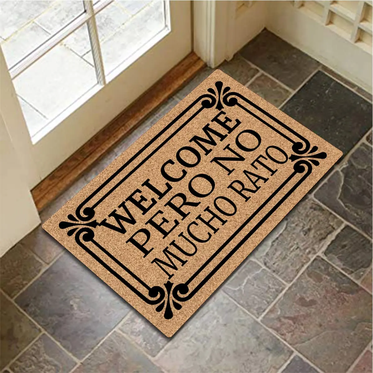 

발매트 Welcome Pero No Mucho Rato Door Mats Non-Slip Rubber Entryway Rug Funny Doormat Home Porch Dust Cute Foot Mat Home Decor