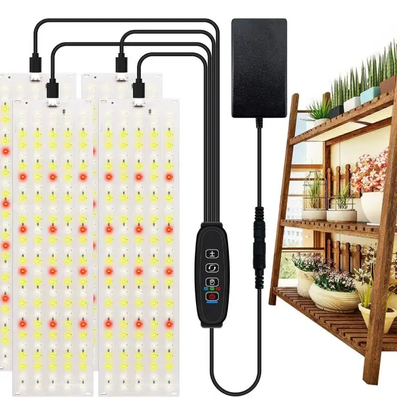 

1-4PC LED Grow Panel Light Ultra-thin Full Spectrum Dimmable Timer Plant Light Under Cabinet Growing Lamp for Indoor Plants Rack