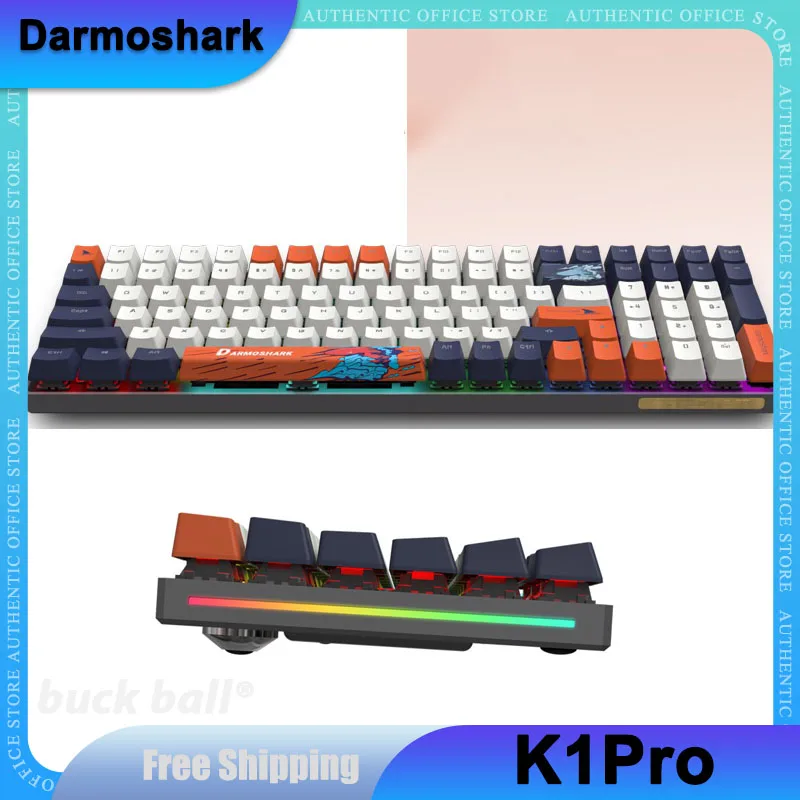 

Darmoshark K1Pro Mechanical Gamer Keyboard 100 Keys 2 Mode 2.4G Wireless Keyboard Hot-Swap Keyboard RGB Light Keycaps PBT Gifts