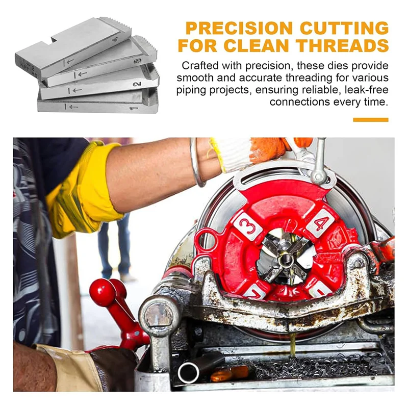 ABLK Paquete de 4 enhebradores de tubos 47770 para RIDGID, troqueles de roscado de alta velocidad para tubos de 1-2 pulgadas, herramienta enhebradora de cabezales de troquel universales