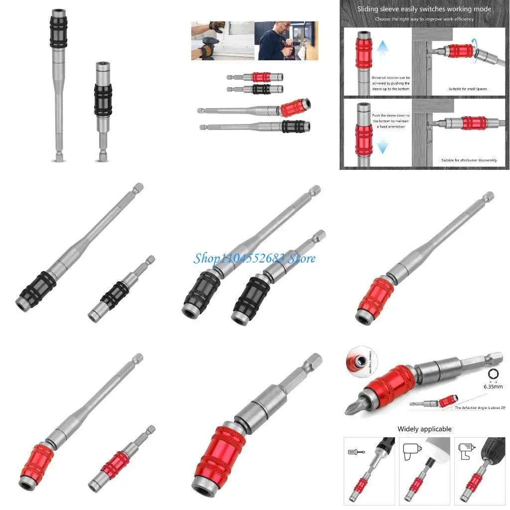 

Y6GD 1/4Inch HexShank Quick Releases Screwdriver Bit Holder 360 Rotatable Extension Holder Bar Rod
