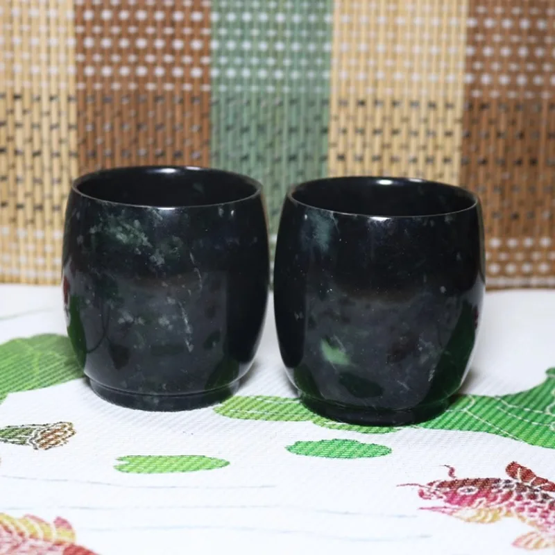 Pure Natural Medicine King Stone Serpentine Jade Tea Cup Wine Cup Dark Green Tea Making Tea Master Cup