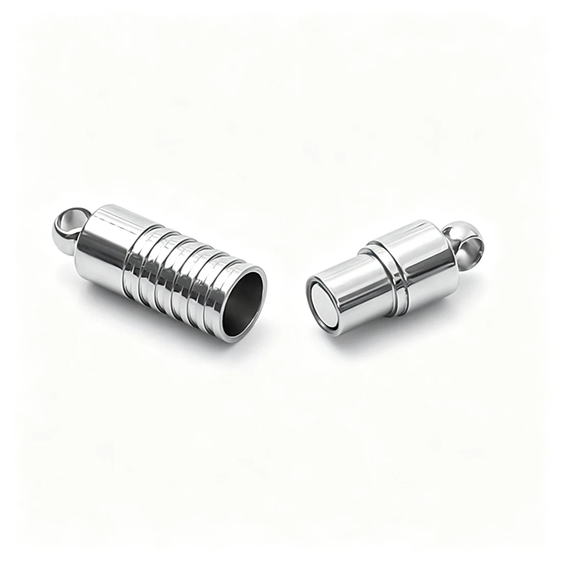 5/10Pcs Stainless Steel Grooved Cylinder Magnetic Clasps With Loops Strong Magnet Connector For Pearl Bracelet Necklace Jewelry view 3