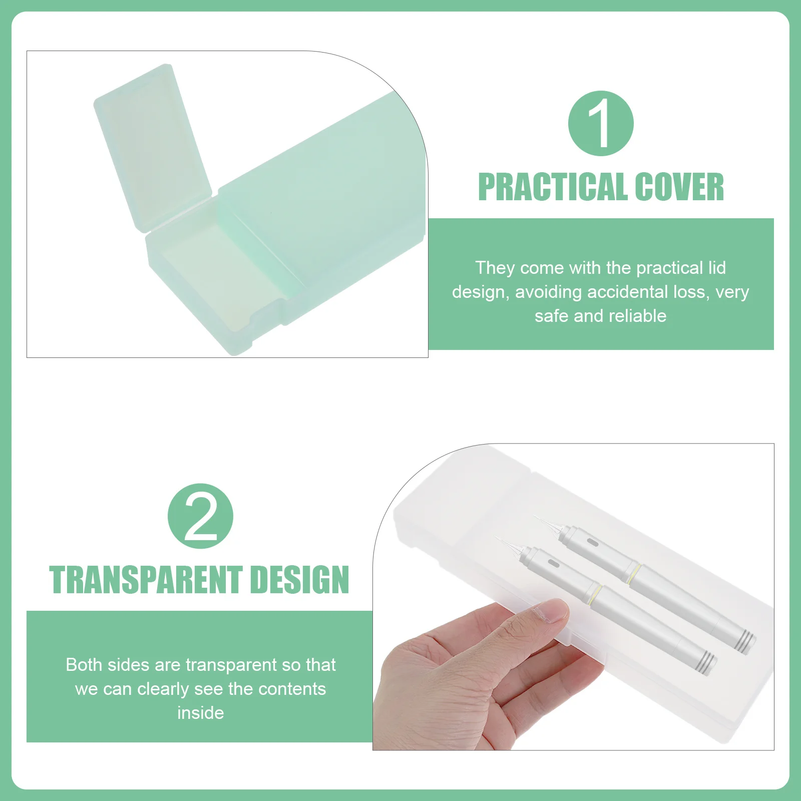 

3Pcs Transparent Tattoo Pen Storage Boxes Durable Plastic Pencil Holders Practical Storage Cases Organizers