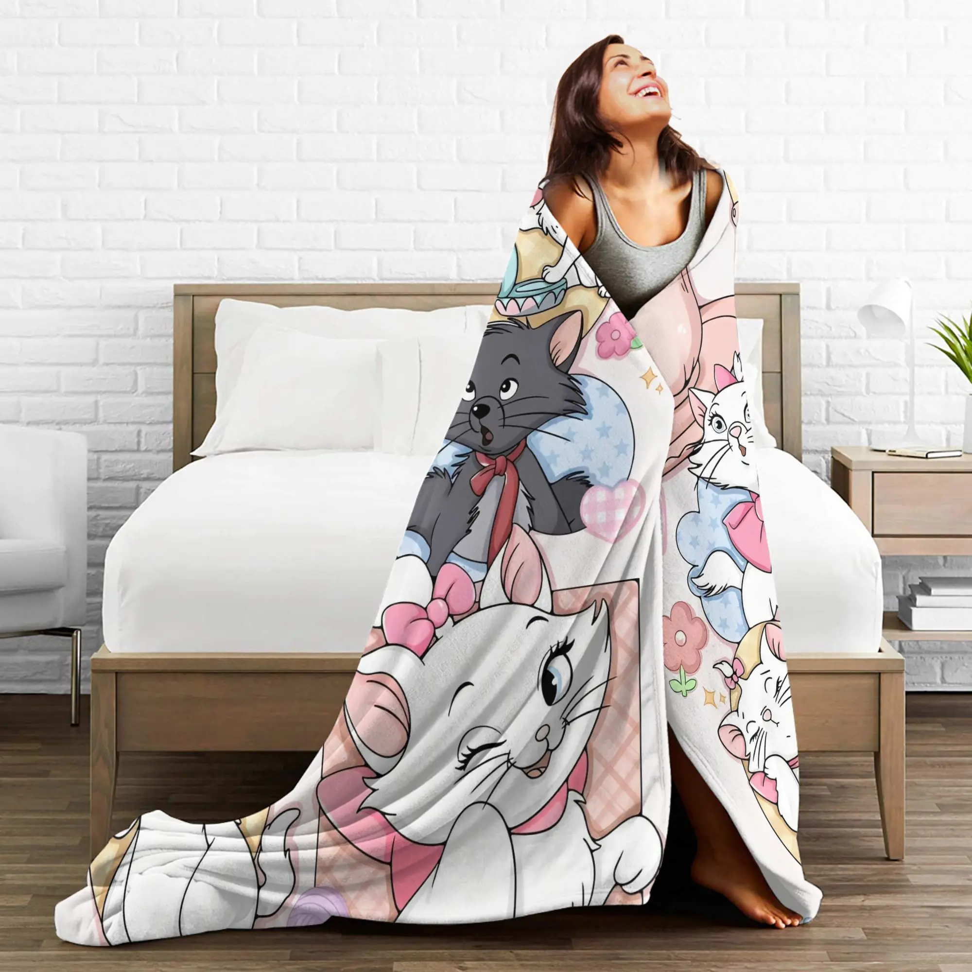 أرستوكاتس أنيمي لطيف ماري القط بطانية محبوكة الصوف سوبر لينة رمي البطانيات للسرير المفرش