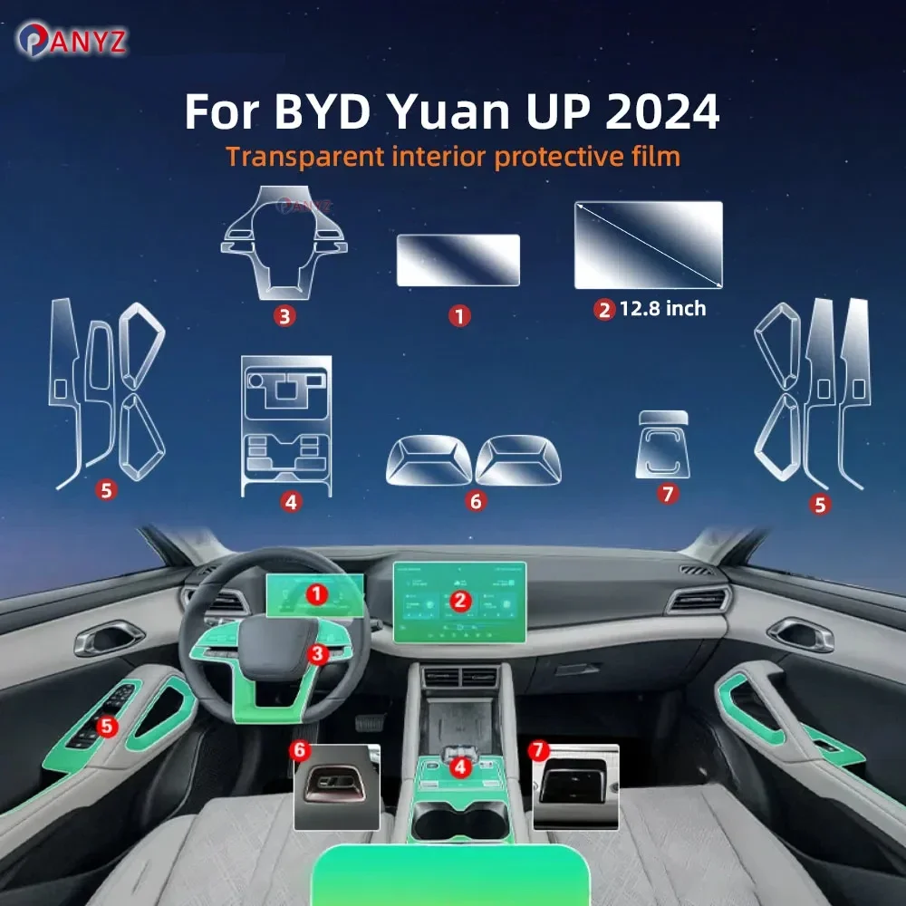 

Внутренняя пленка для BYD Yuan UP 2024 ATTO 2, прозрачная ТПУ PPF, GPS-панель переключения передач, центральная консоль, защитная наклейка от царапин