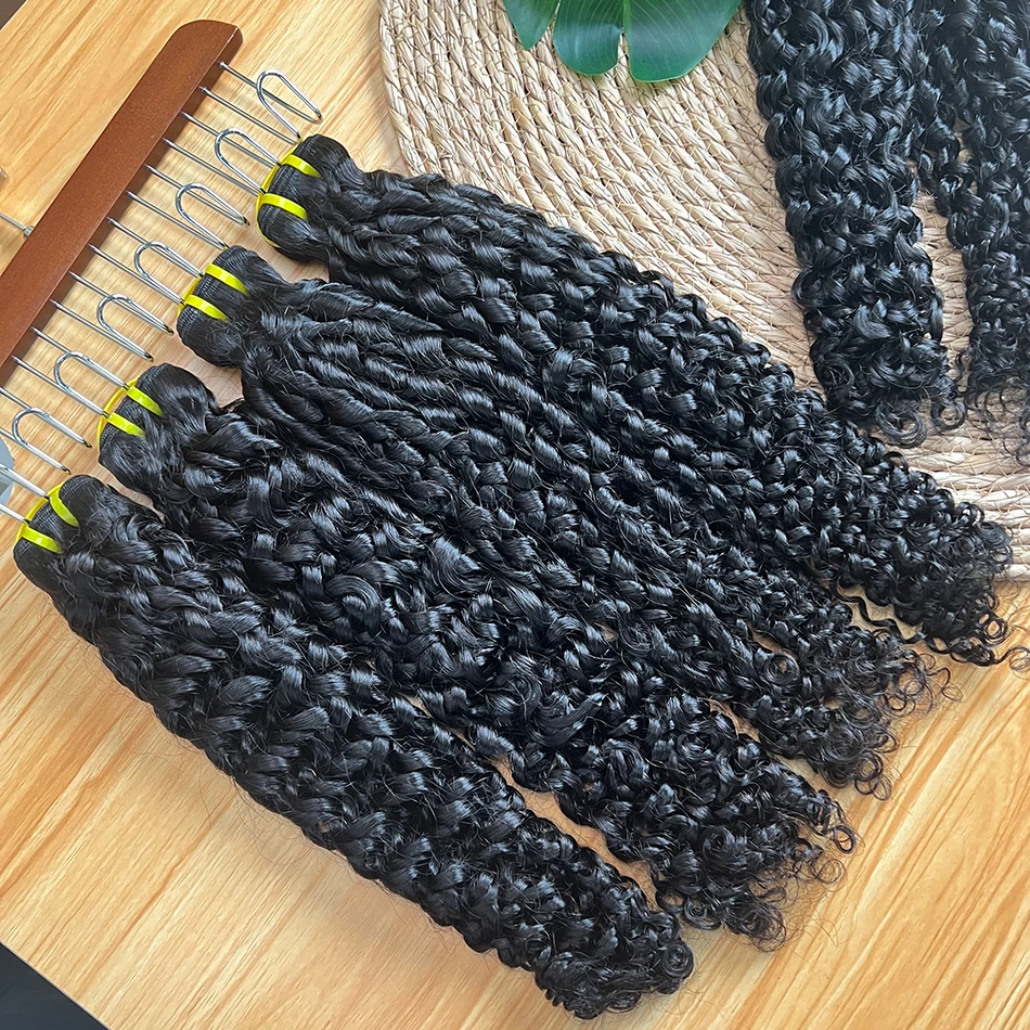 حزم بيكسي مجعد 100% شعر بشري طبيعي أسود اللون لحمة مزدوجة 100 جرام الخام عذراء فيتنام نسج على شكل شعر إنسان ملحقات