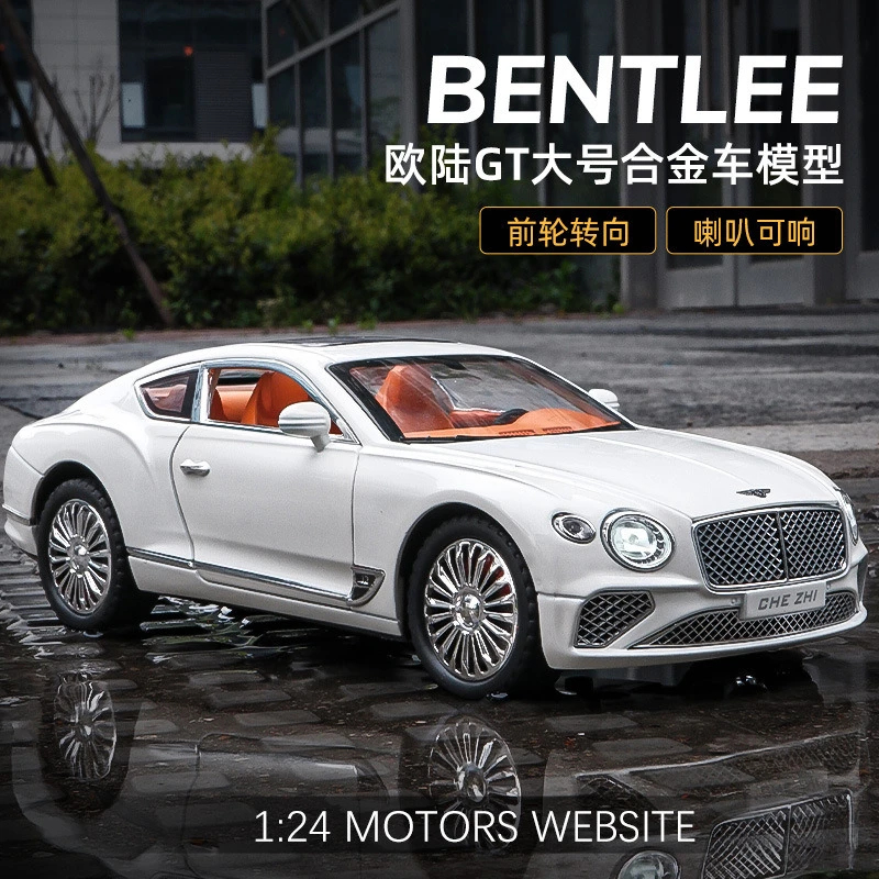 1:24 Bentley Continental GT Metal car Alloy Model Car Collection Simulation Diecast Toy Light Sound Toys For Children Kids A539