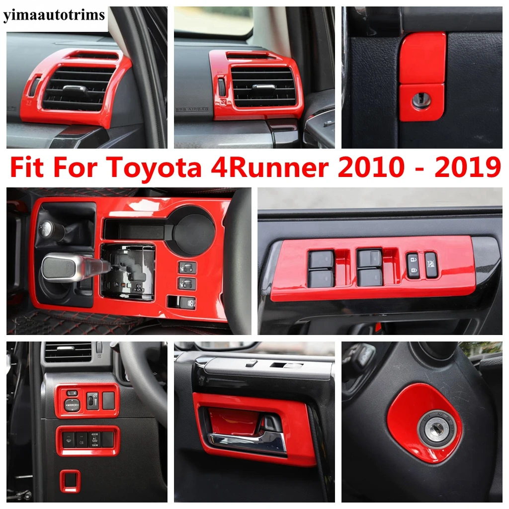 

Gear Shift Panel / Glove Box / Window Lift / Head Light Lamp Cover Trim For Toyota 4Runner 2010 - 2019 Red Accessories Interior