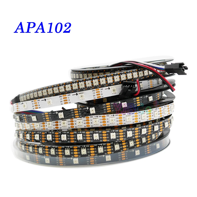 5V APA102 LED 스트립 5050 RGB 픽셀 주소 지정 가능 데이터 및 클럭 별도 30/60/144 LED/m 1m/2m/3m/4m/5m 스마트 라이트 테이프