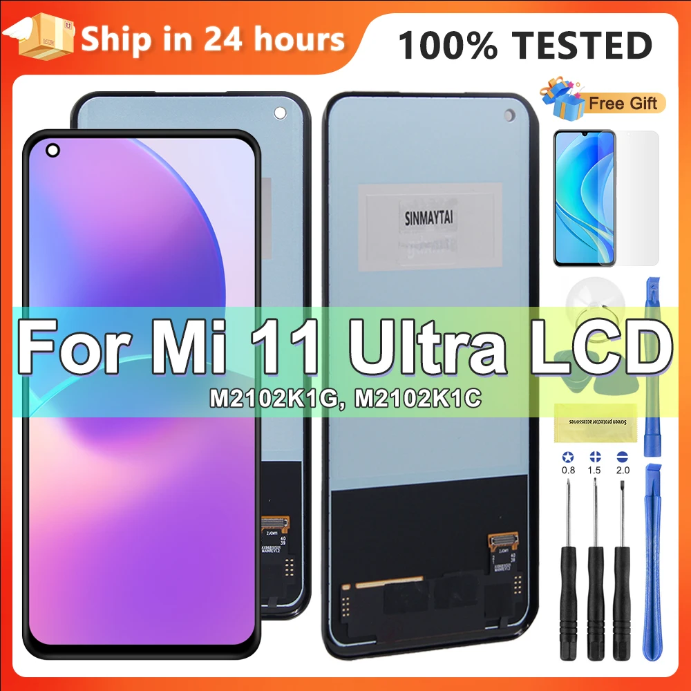 TFT Screen for Xiaomi Mi 11 Ultra M2102K1G M2102K1C Lcd Display Touch Screen Digitizer for Mi 11 Ultra Screen Assembly