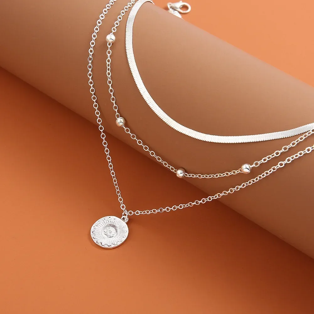 

Three-Layer Round Necklace Simple Snake Chain Charm Ball Chain Party Gift For Women's Exquisite Jewelry