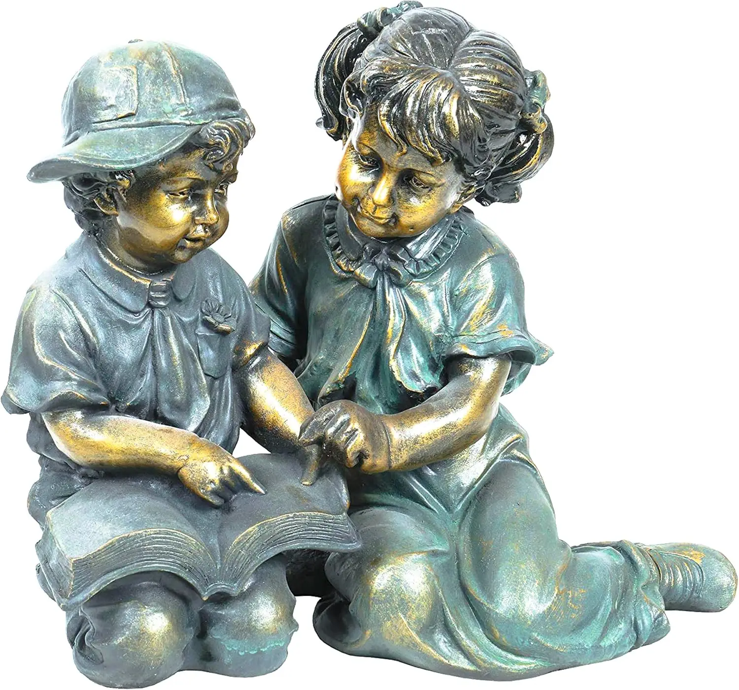 GXT258A Outdoor Finely Sculpted Boy and Girl Reading Book Garden Statue, 19