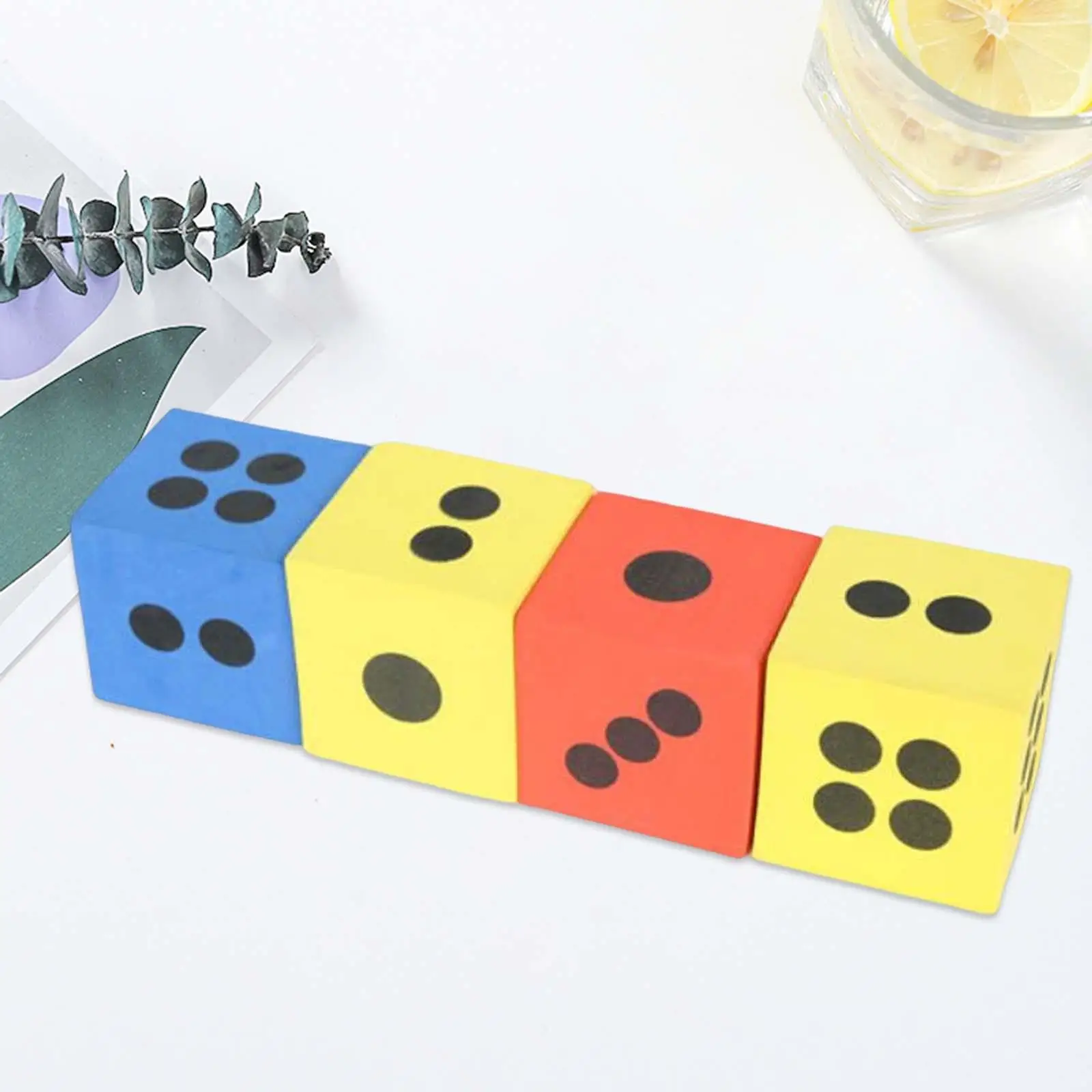 4 Pieces Foam Dice 2.48 Inches learning EVA Foam Dices for Party Supplies Building Toys Kids Math Games