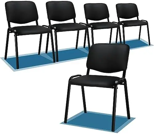 Waiting Room Chairs, 5-Pack PU Church Conference Stackable, Office Guest Chairs & Reception Stacking Chair for Meeting