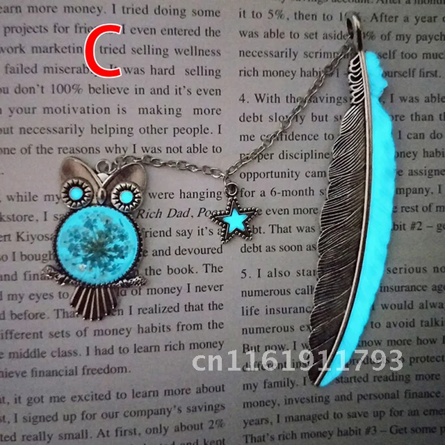 Luminous Owl Bookmark Label Read Maker Feather Bookmark Office Accessories Cute Glow In The Dark Bookmarks