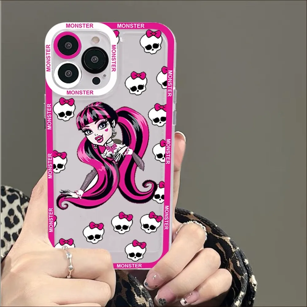 M-Monster Cartoon High Phone Case For iPhone 14 13 12 11 Pro Max Mini X Xs XR 6 7 8 Plus SE 2020 Transparent Case