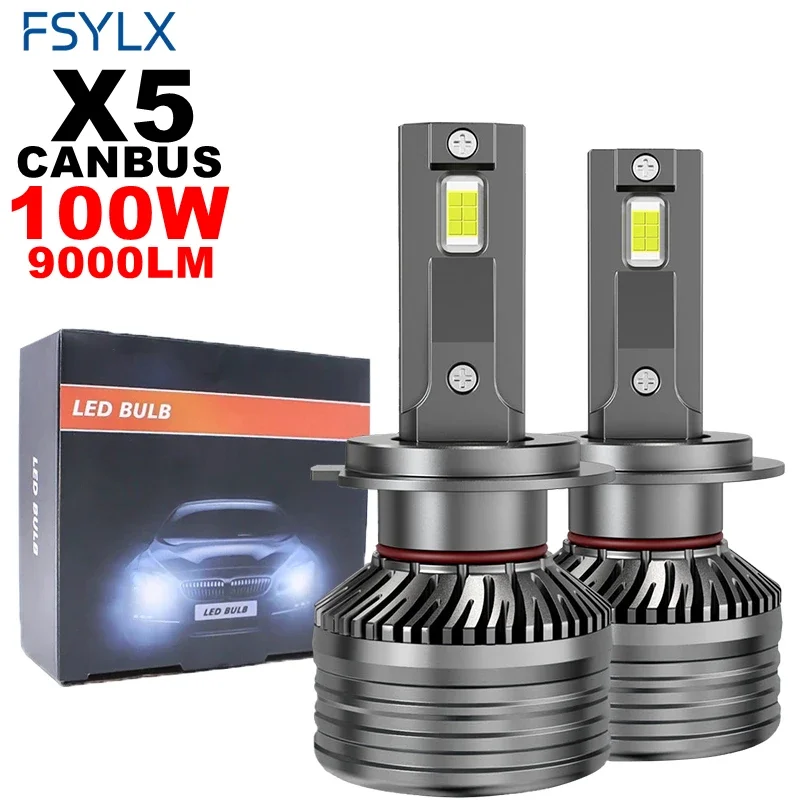 100W X5 9000LM H7 Car LED Headlight Bulb Fog Light H11 HB3 Canbus 6000k H7 H11 9005 9006 H1 9012 Auto LED Headlamp Led Light