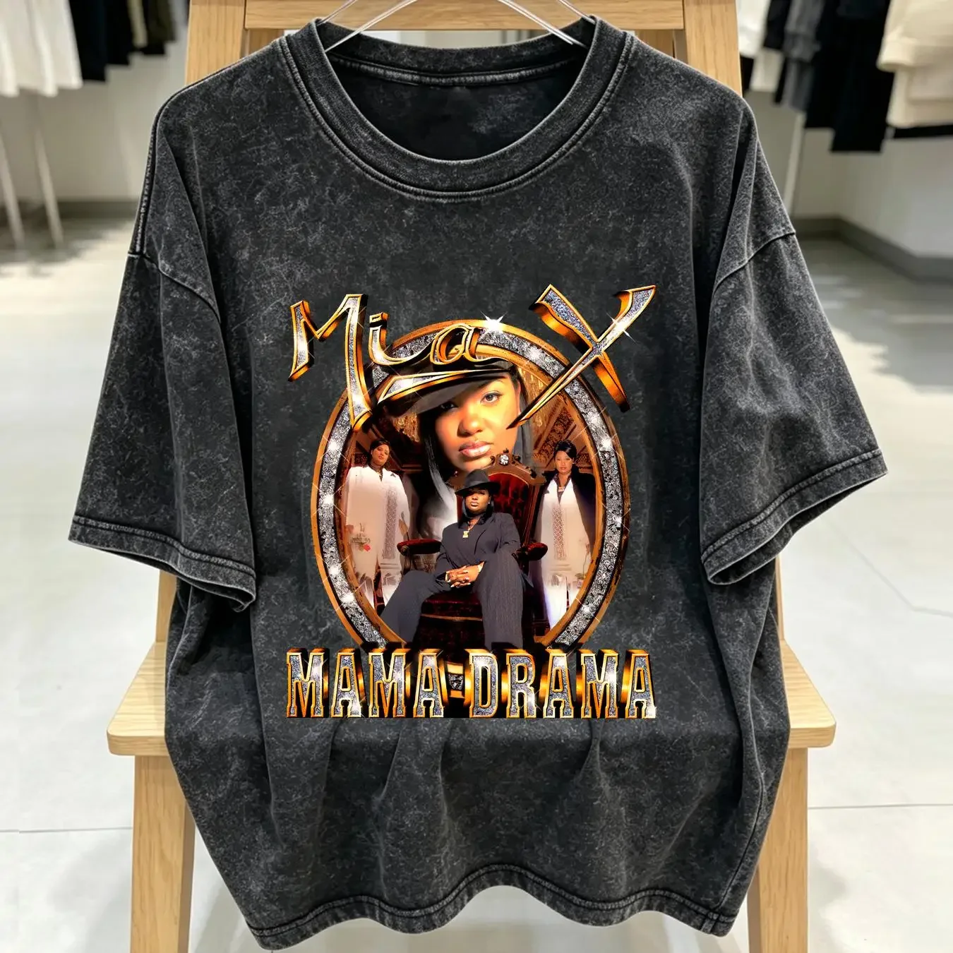 washed T Shirt Mia X Mama Drama No Limit Records Rap Big Face Head Vintage 90s Style Hip Hop long or short sleeves vintage
