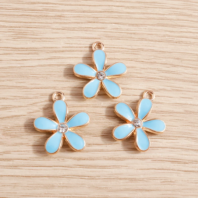 10 Stück 18x20mm Niedliche Emaille-Blumen-Anhänger für Schmuckherstellung, Ohrhänger, Halsketten, Armbänder, DIY-Bastelzubehör – Detail 4