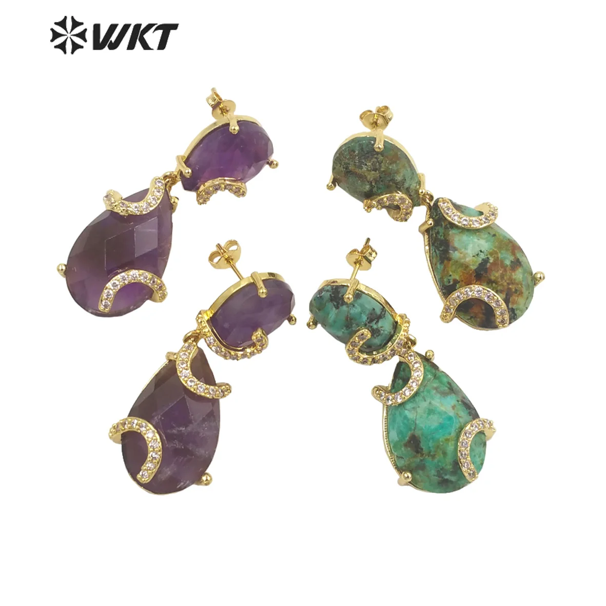 

WT-E692 WKT 2022 fashion SALE women party gift earrings natural gemstone elegant gold-plate Earrings accessories jewelry