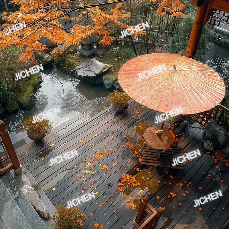 

Large Oil-paper Umbrella Outdoor Balcony Courtyard Umbrella Yellow Retro Stall Parasol Chinese Antique Umbrella