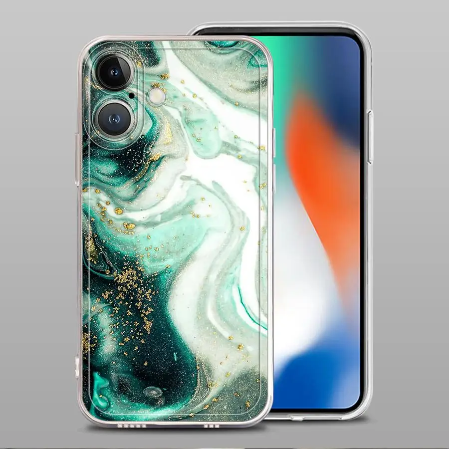 حافظة لهاتف آيفون 13 12 11 Pro MAX 16e XR 12 Mini 17 Air 7 8 16 15 14 Plus Marble