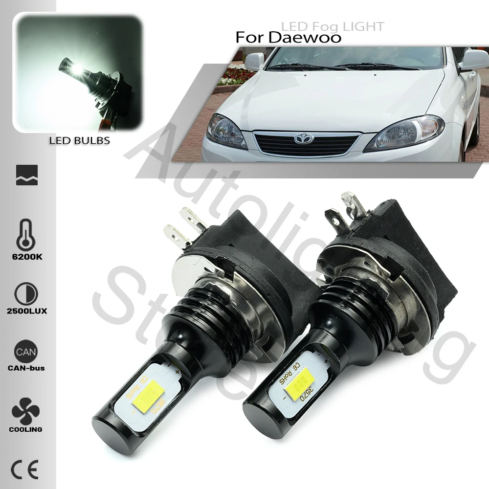 2X H11B H8B H9B Led Headlight Bulbs For 2013 2014 2015 Daewoo Gentra Ravon Gentra Hyundai Creta CSP LED Fog light Canbus 6500K