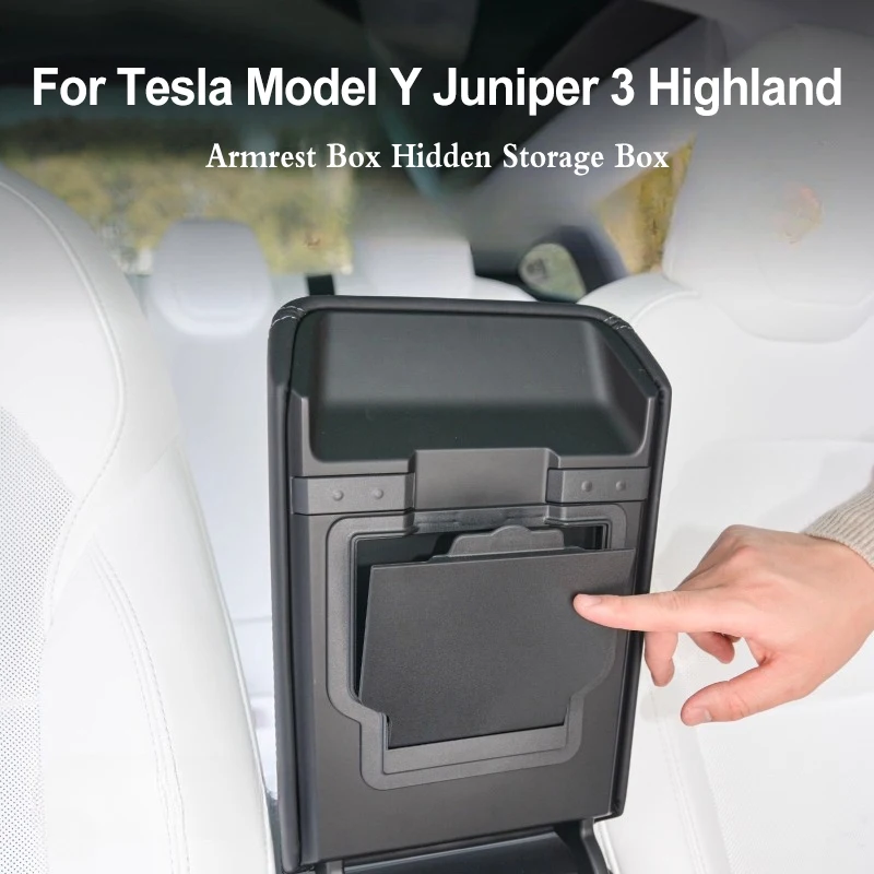 

For Tesla Model Y Juniper 3 Highland Armrest Box Hidden Storage Box Center Console Organizer Privacy Storage Magnetic Divider