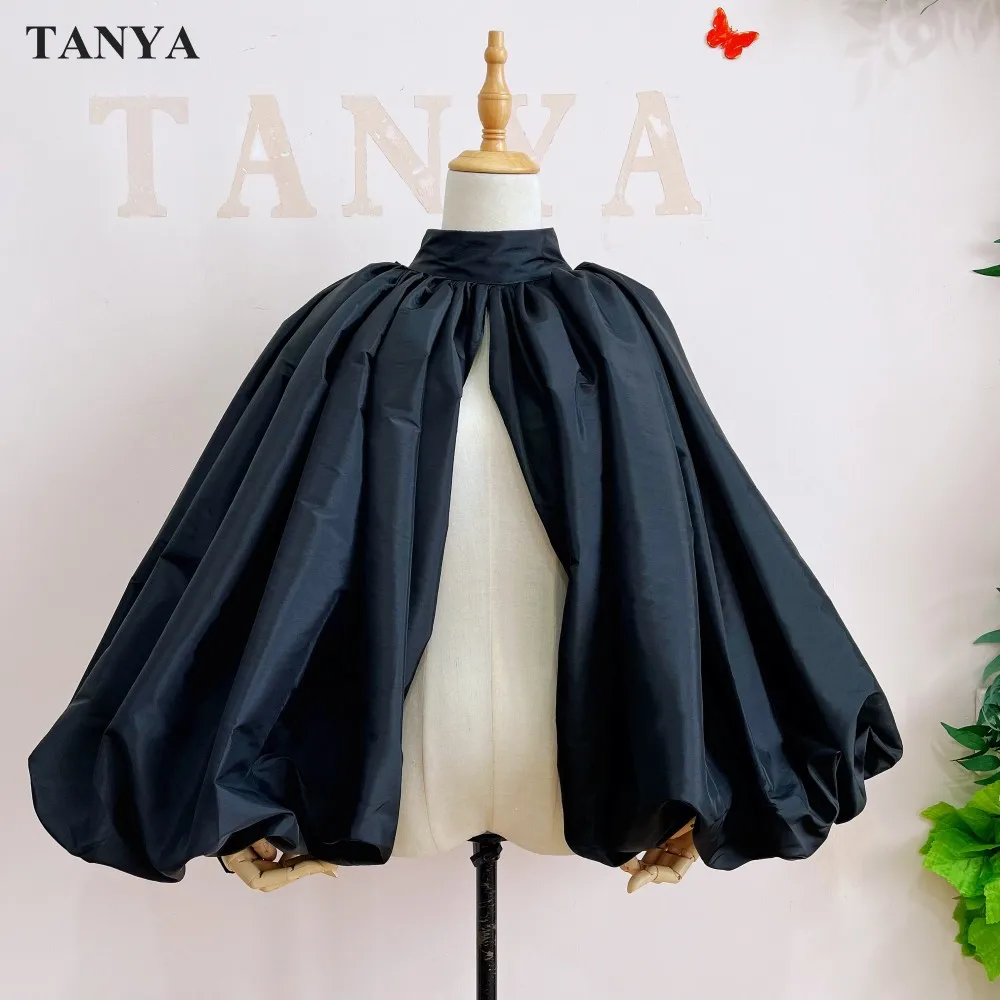 Đầm Tay Phồng Taffeta Áo Choàng Phổ Biến Áo Khoác Thời Trang Ngắn Bolero Khăn Choàng Cổ Cao Có Nút Bấm Phụ Kiện Cô Dâu