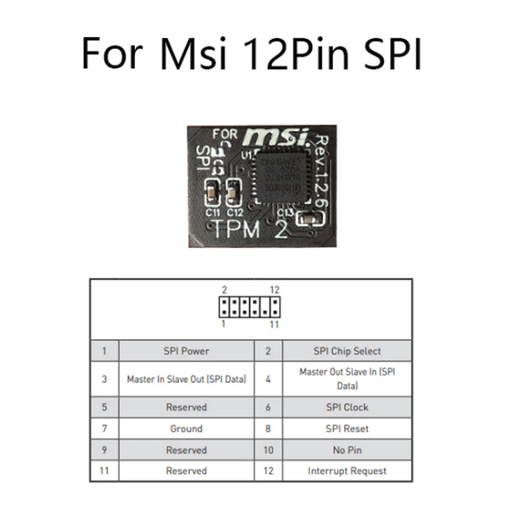 TPM 2.0 Encryption Security Module Remote Card 12 Pin SPI TPM2.0 Security Module for MSI Motherboard