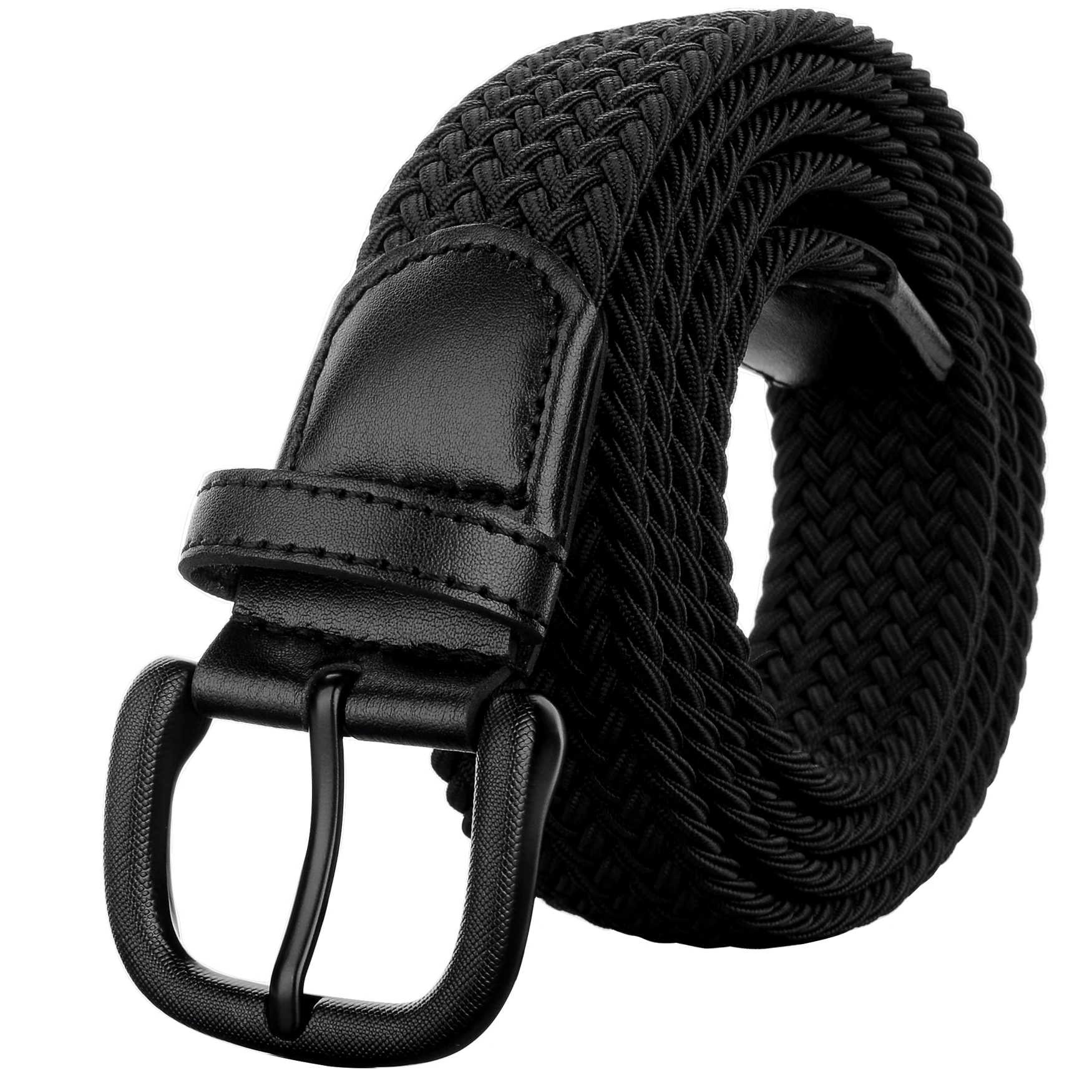 Elastic Woven Belt for Men Women No Hole Pin Buckle Casual Stretch Waistband, Breathable & Adjustable for Jeans, Golf, Outdoor