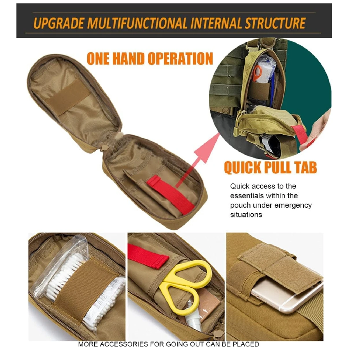 Imagem -04 - Ifak-tactical Survival First Aid Kit Molle Pouch Portátil Emergência Resgate ao ar Livre Camping Caminhadas Esportes 10 Pcs