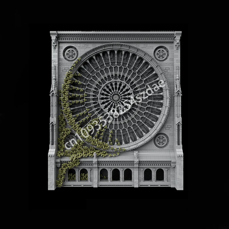 5745 stks MOC Verlaten Gothic Kathedraal Gevel Deel 1 Architectuur Bouwstenen Bouw Kerst speelgoed Cadeau Bouw