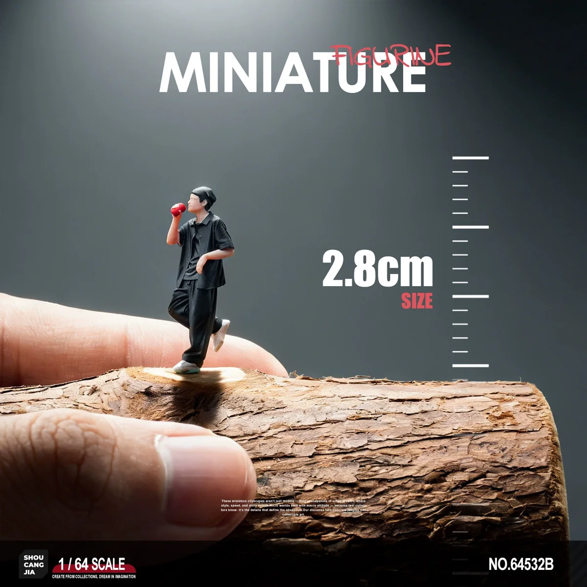 1:64 Scale Drinking Male Figurine Black Cap Resin Mini Doll Diorama Accessory 3D Print Hand Painted Figure Macro Photography Pro