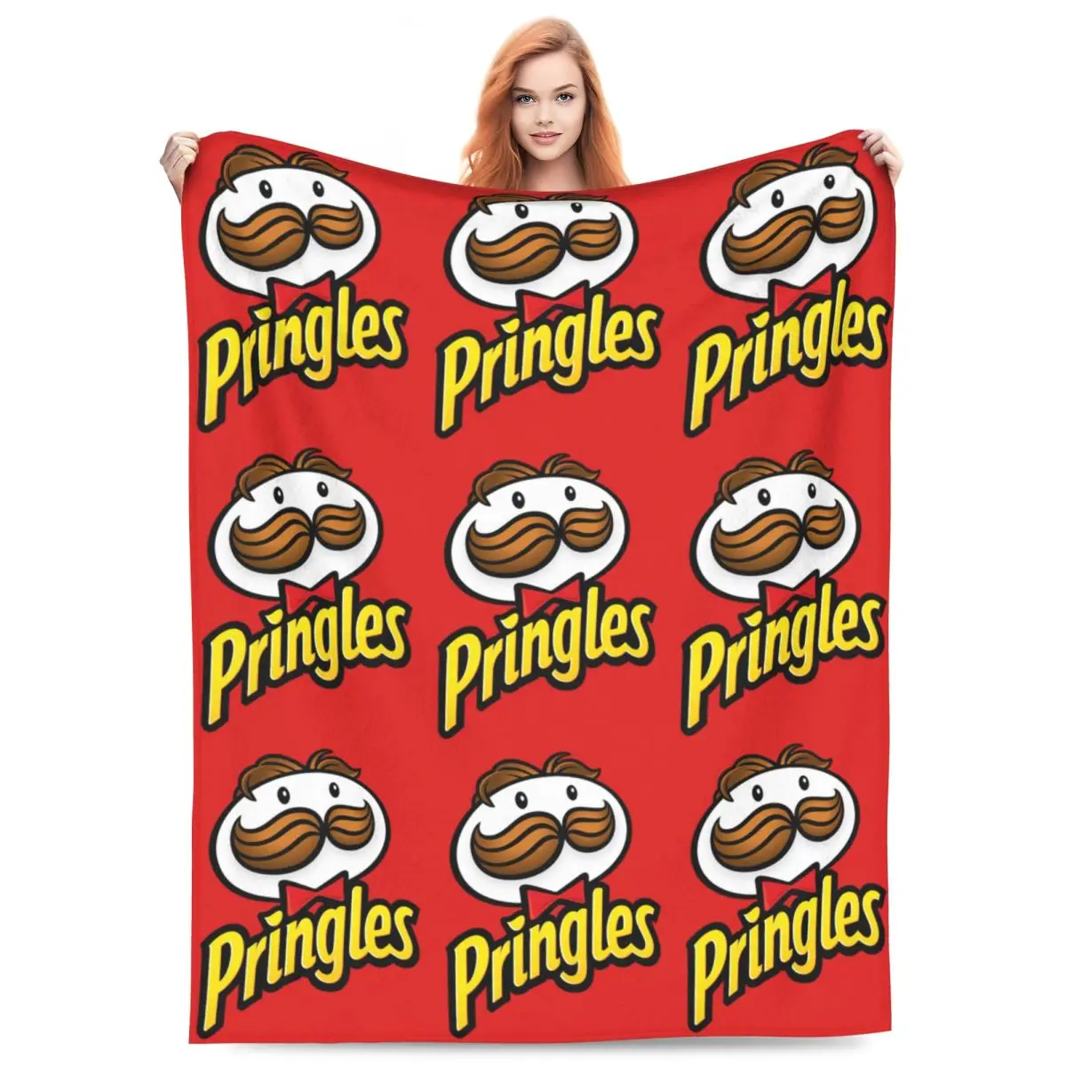 Potato Crisps Chips Pringles Print Blanket Fleece Sofa Throw Blanket Breathable for Couch Bedding Outdoor Throws Bedspread Quilt